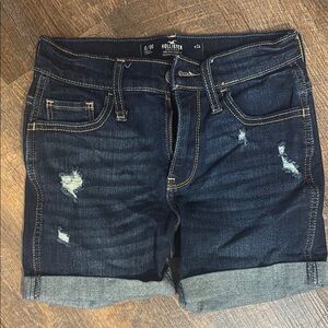 Hollister Blue Jean Shorts Distressed Cuffed size 0